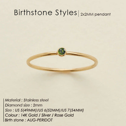 Anello delicato con pietra del mese (Set)
