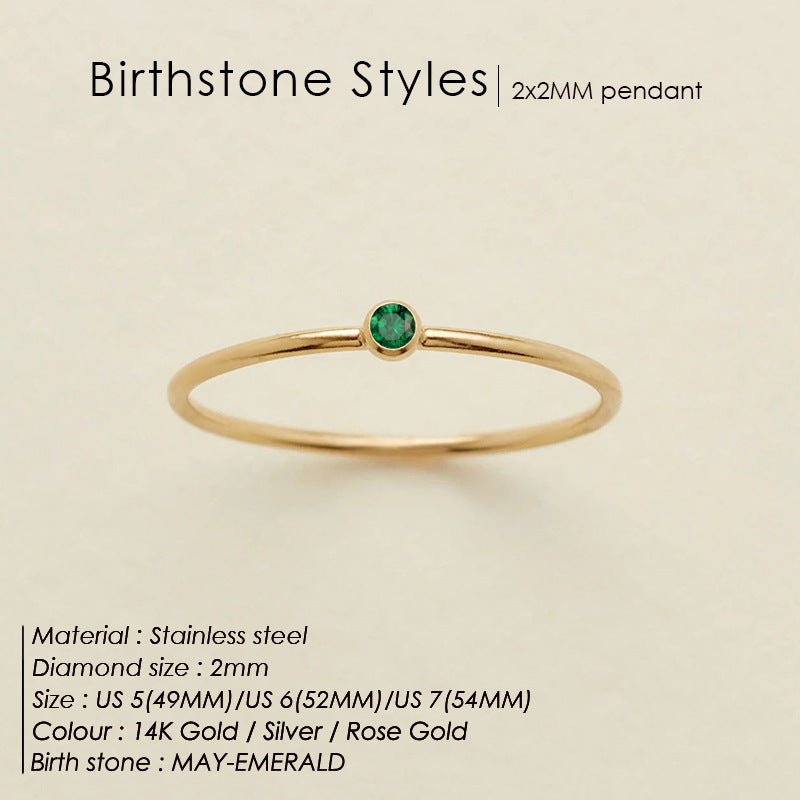 Anello delicato con pietra del mese (Set)