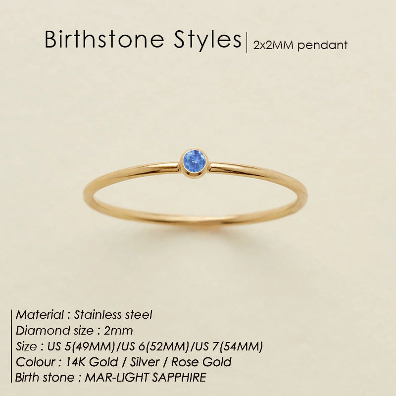 Anello delicato con pietra del mese