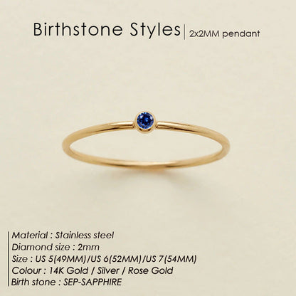 Anello delicato con pietra del mese (Set)