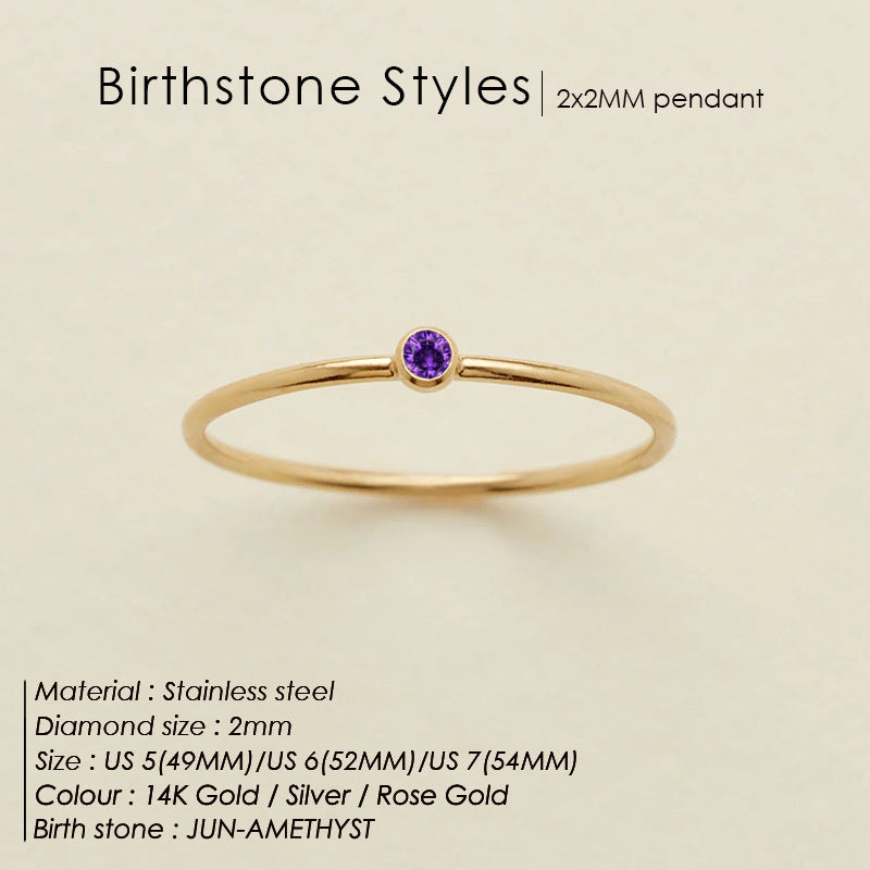 Anello delicato con pietra del mese (Set)