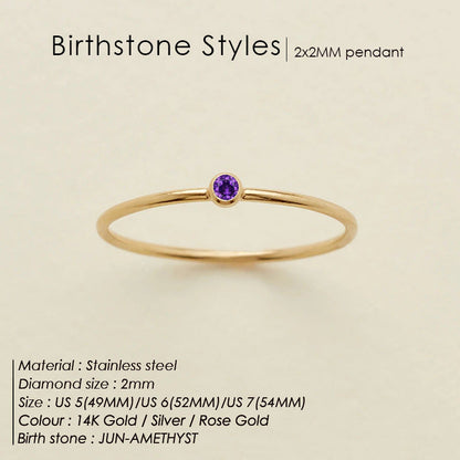 Anello delicato con pietra del mese (Set)
