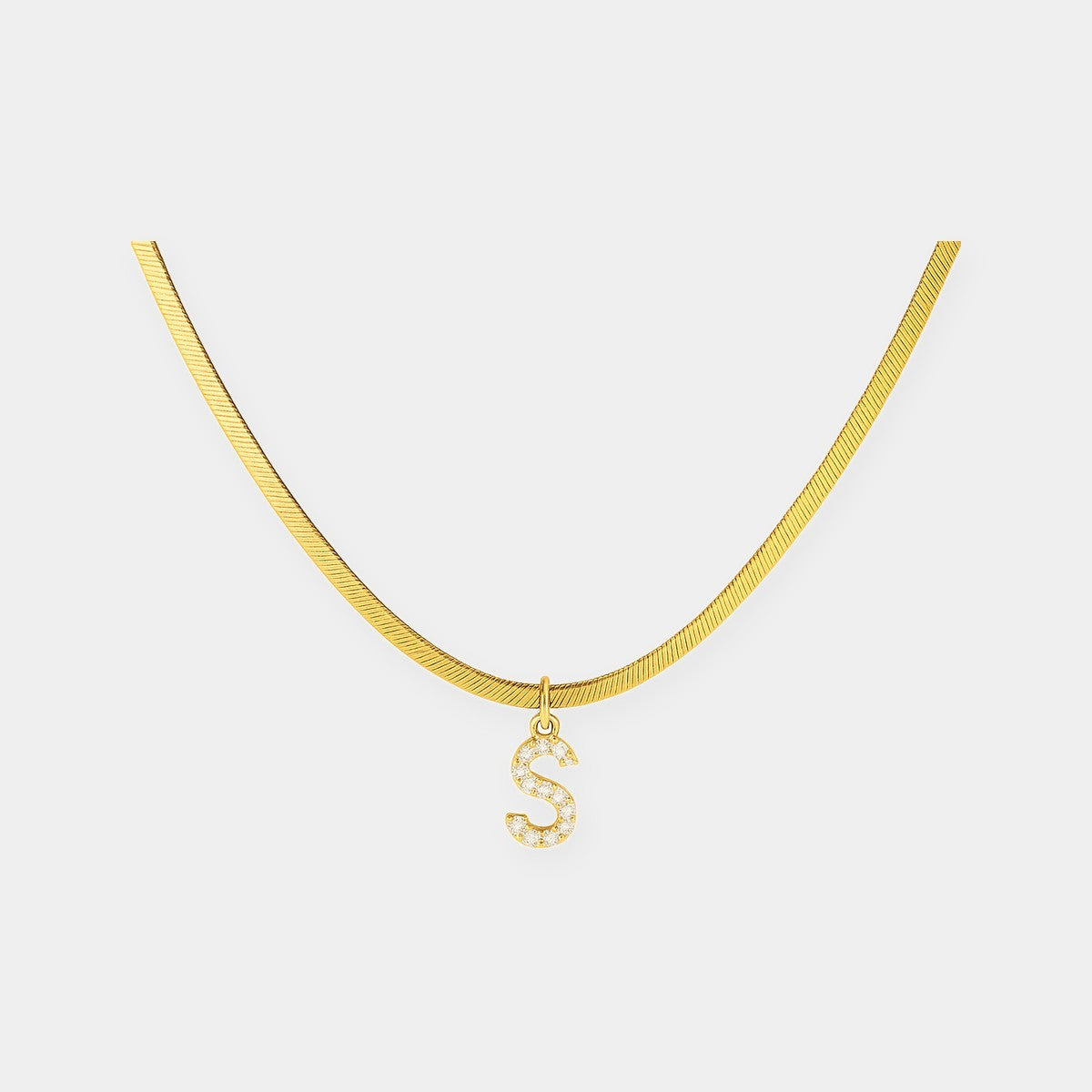 Collana a spina di pesce Melly® con iniziale e zirconi