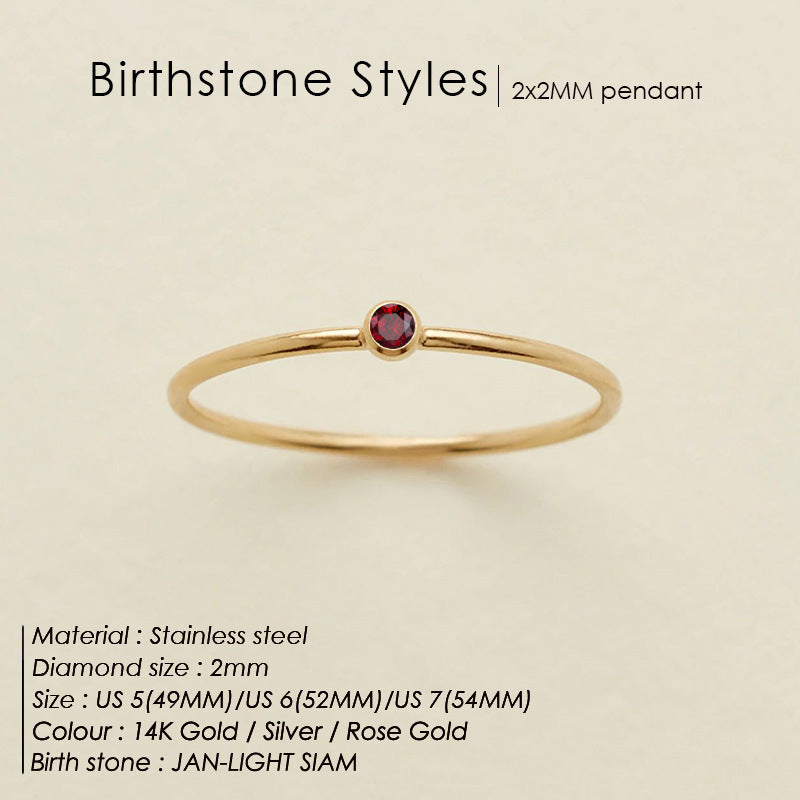 Anello delicato con pietra del mese (Set)
