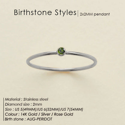 Anello delicato con pietra del mese (Set)