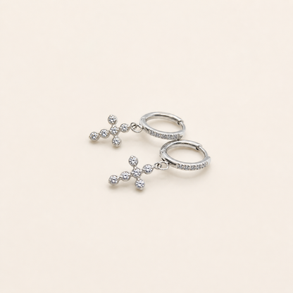 Orecchini a cerchio Lumi con croce (Set)