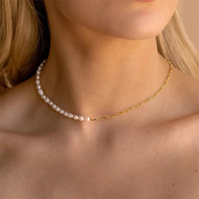 Collana a graffetta Rhoni con perla (Set)