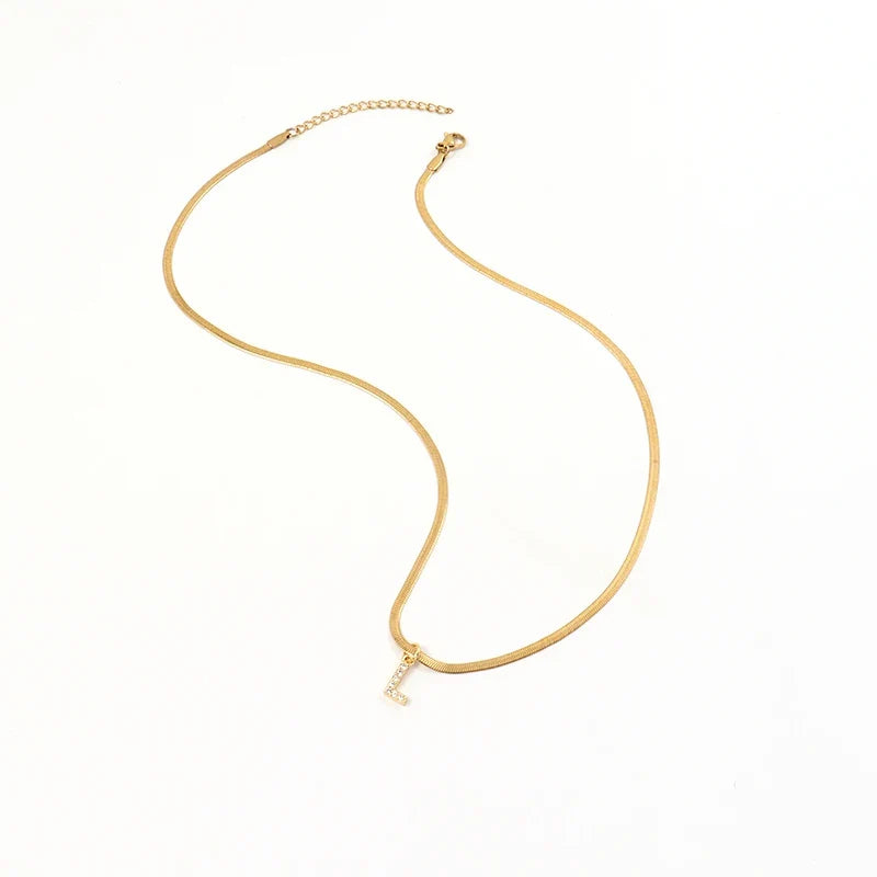 Collana a spina di pesce Melly® con iniziale e zirconi