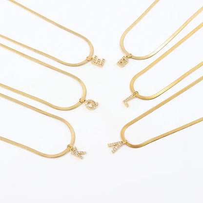 Collana a spina di pesce Melly® con iniziale e zirconi (Set)