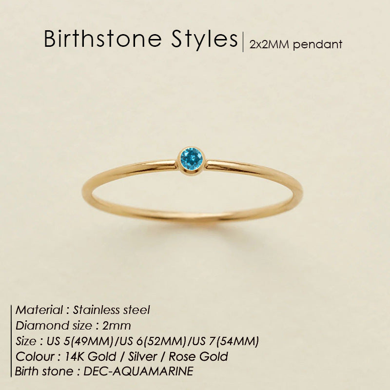 Anello delicato con pietra del mese (Set)