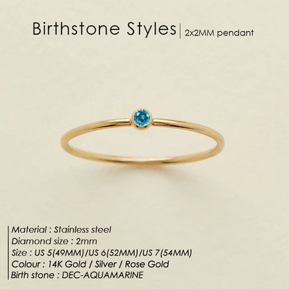 Anello delicato con pietra del mese (Set)