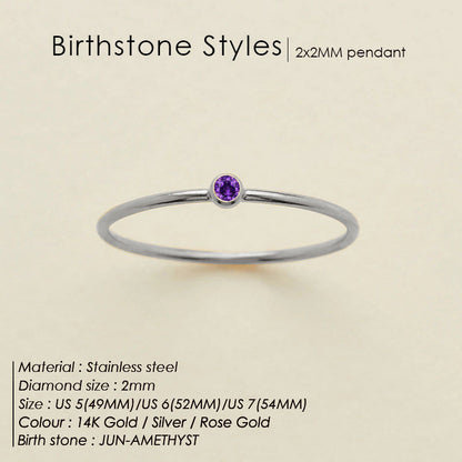 Anello delicato con pietra del mese (Set)