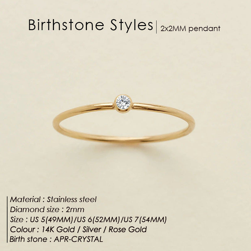 Anello delicato con pietra del mese (Set)