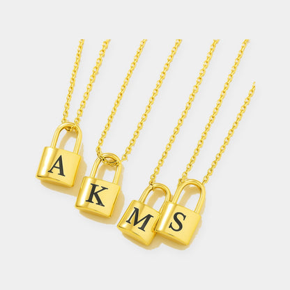 Collana Ellie® con iniziale e lucchetto dell'amore placcata oro 14K