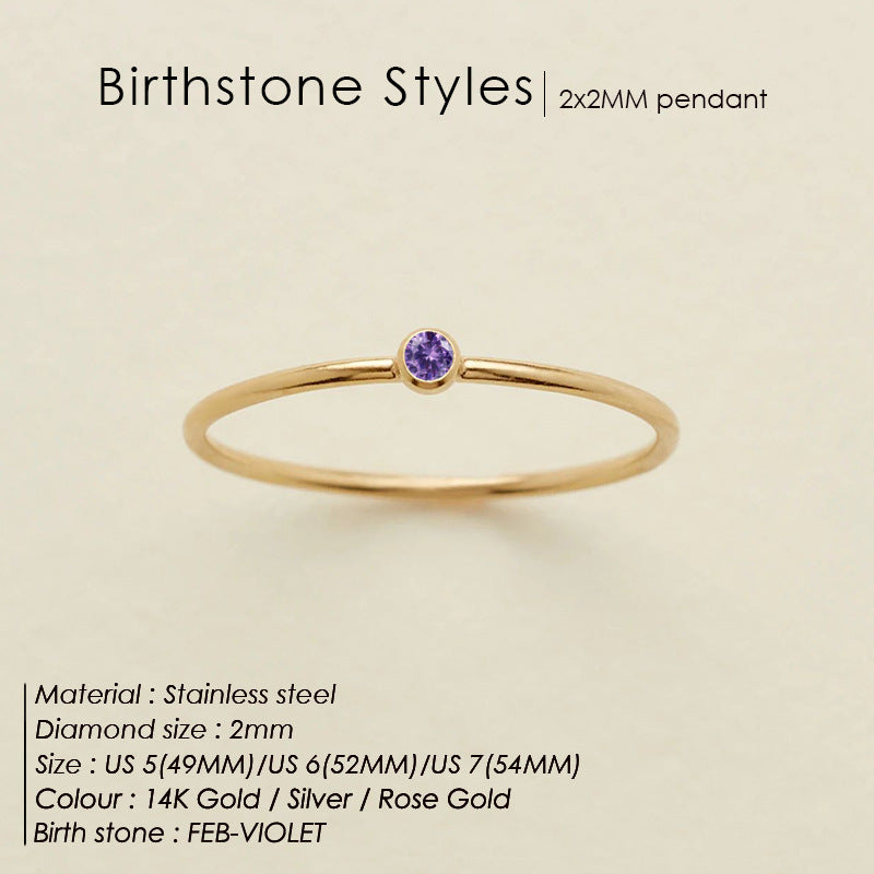Anello delicato con pietra del mese (Set)