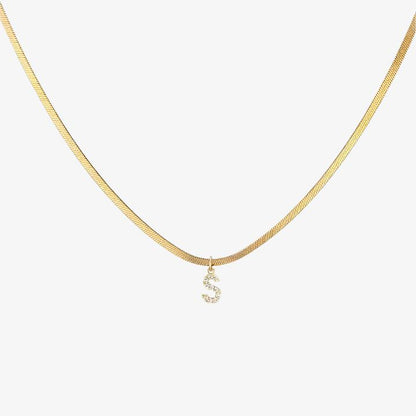 Collana a spina di pesce Melly® con iniziale e zirconi