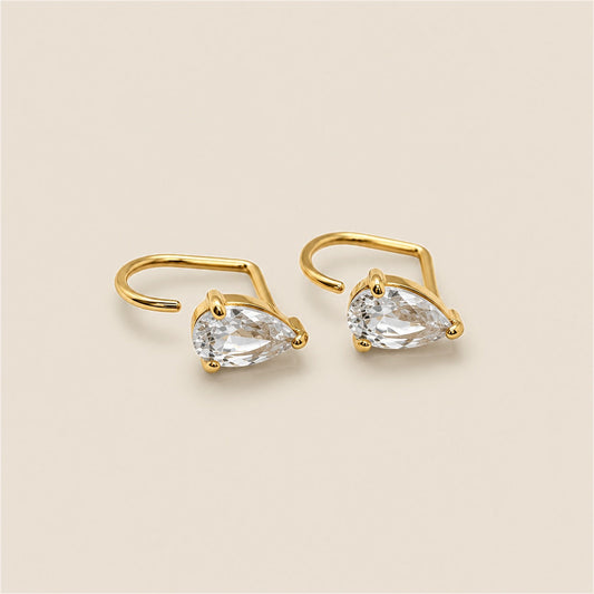 Orecchini comodi con zircone a goccia (Set)