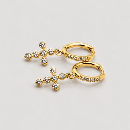 Orecchini a cerchio Lumi con croce (Set)